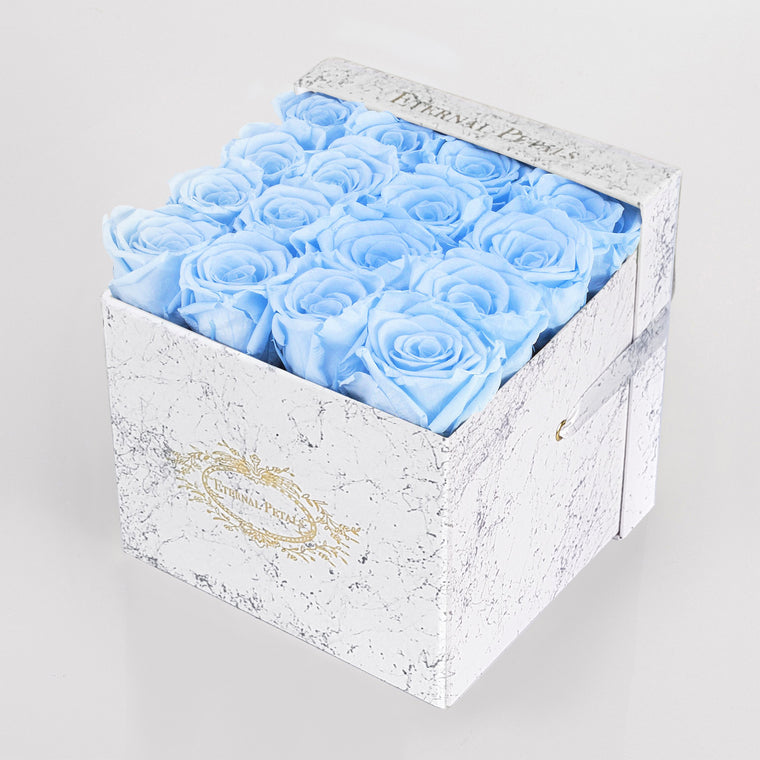 Tiffany blue ETERNAL roses in round flower box – The Brilliant Roses